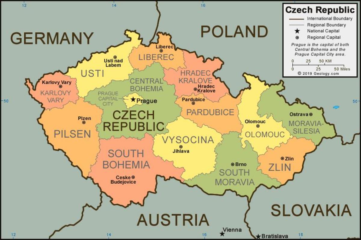 Czech Republic (Czechoslovakia) capital map