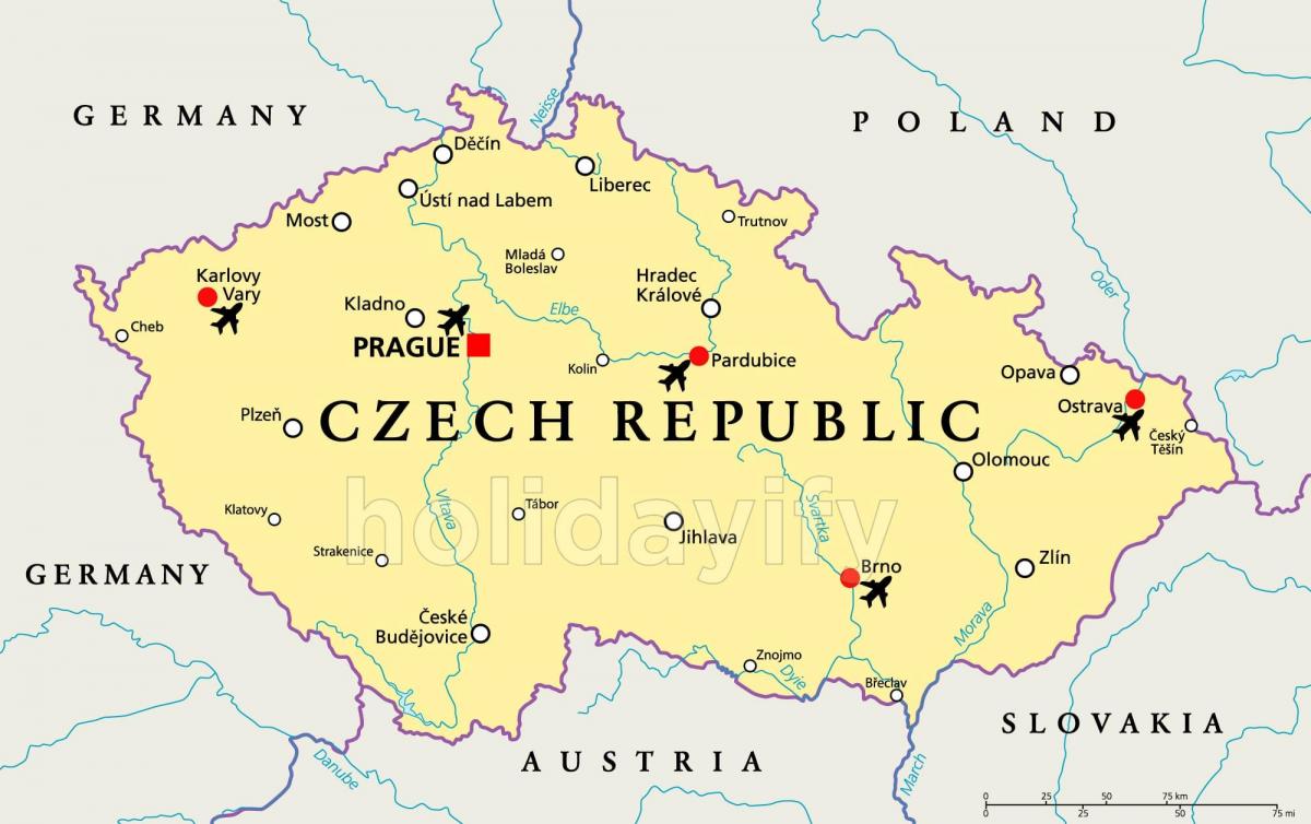 Map of Czech Republic (Czechoslovakia) airports