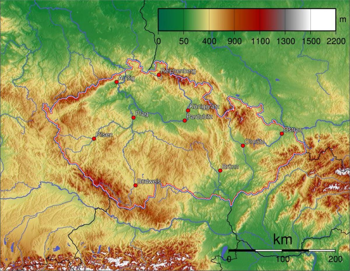 Czech Republic (Czechoslovakia) altitude map