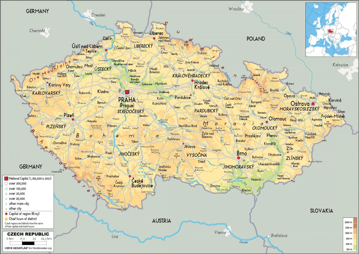 Czech Republic (Czechoslovakia) landform map