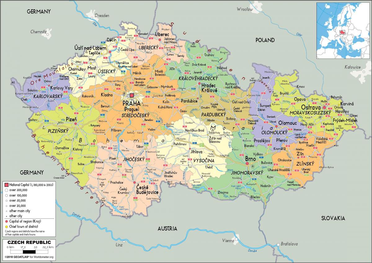 Czech Republic (Czechoslovakia) administrative map