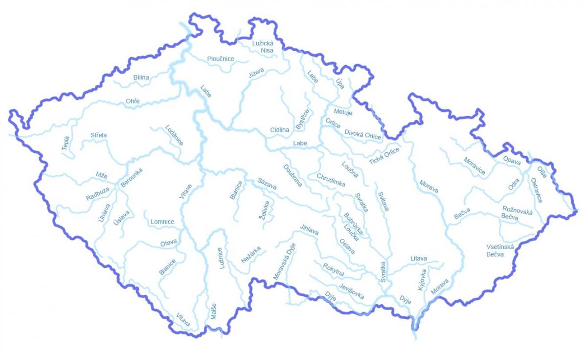 Rivers in Czech Republic (Czechoslovakia) map