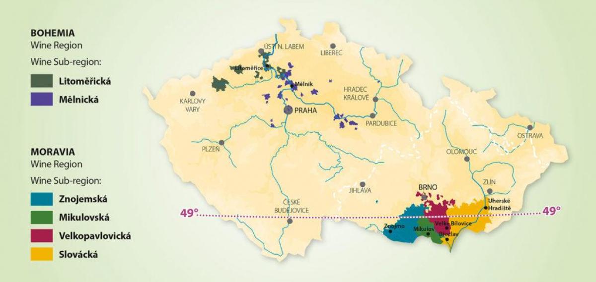 Czech Republic (Czechoslovakia) vineyards map